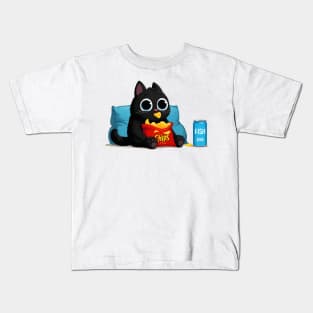 Funny cartoon black cat Kids T-Shirt